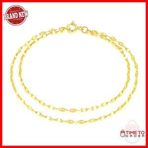 Double Layer Mirror Chain Bracelet 14K Gold Layered Chic Minimal Jewelry